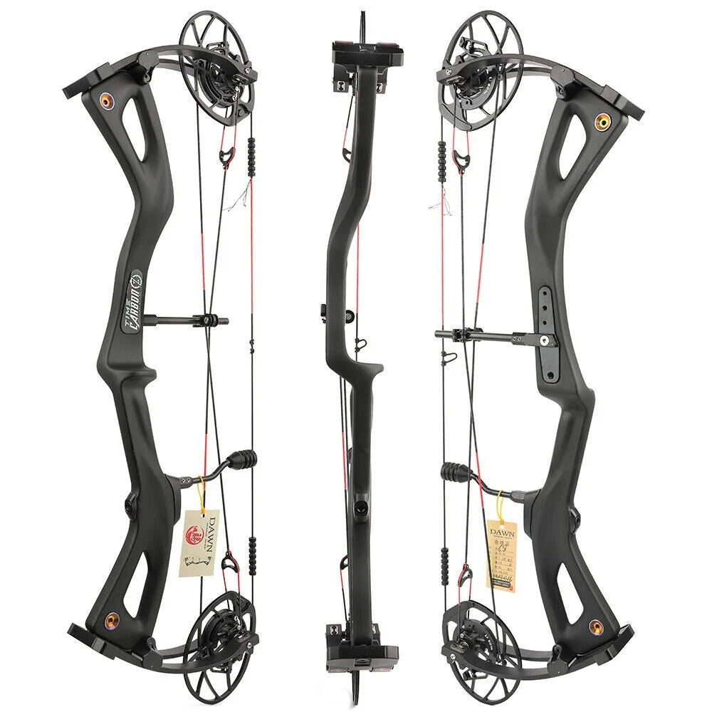 29 Inch Carbon Fiber Compound Bow 0-70lbs Adjustable 345FPS U823536