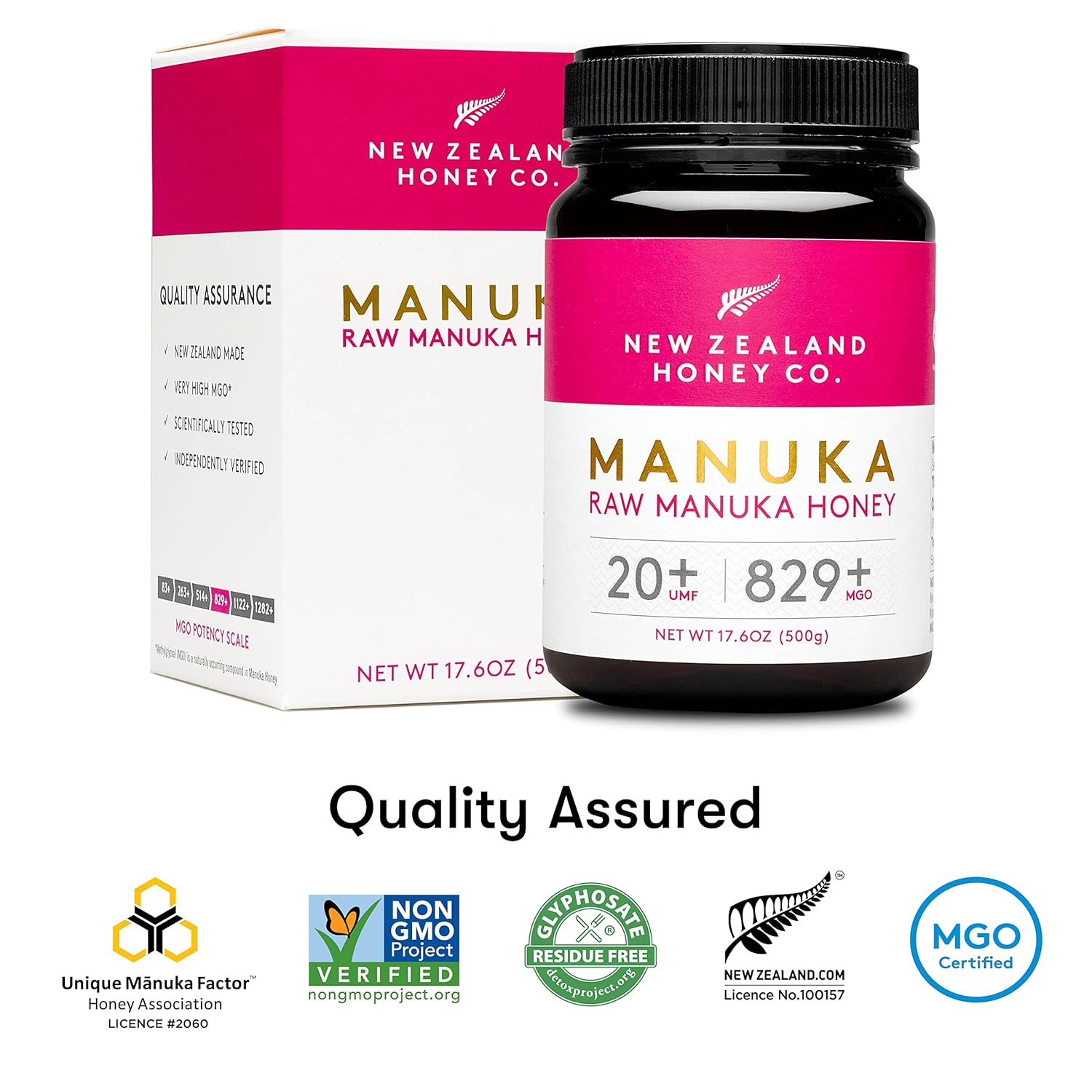 Raw Manuka Honey UMF 20+ MGO 829+ 17.6oz & UMF 15+ MGO 514+ 17.6oz H8509