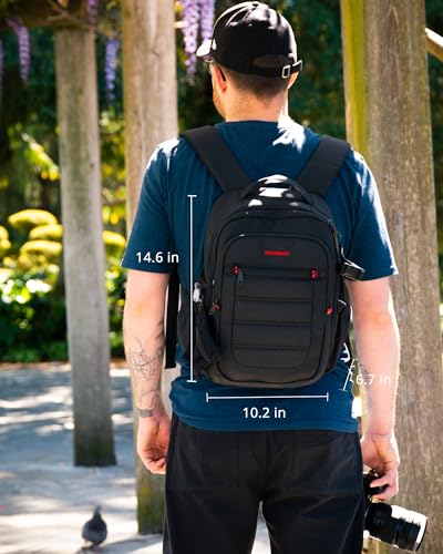 Black Expandable Camera Backpack with 15.6" Laptop Compartment P205