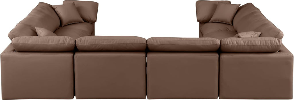 Brown Vegan Leather Sectional X557