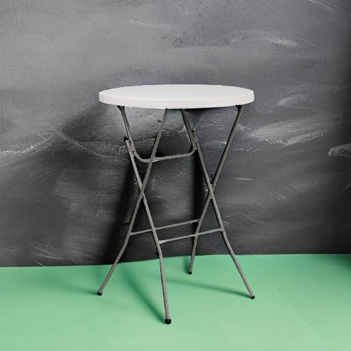 White 2.63' Round Folding Bar Height Plastic Table M20949