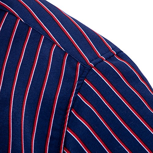 Men's Long Sleeve Vertical Striped Button Down Dress Shirt K7367