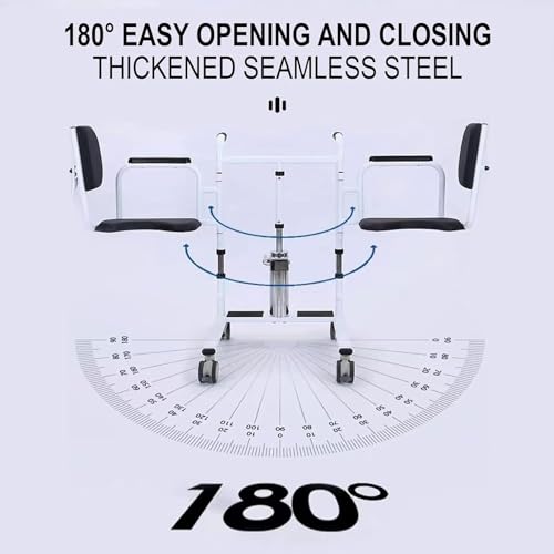 4 in 1 Hydraulic Transfer Chair with 180° Split Seat, Toilet and Tray Table, Load 440Lbs K611144