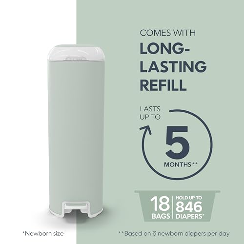Diaper Pail Stone Grey Stainless Steel with 1 Refill 18 Bags J153