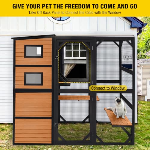 Large 4 Tiers Cat Enclosures House with Weatherproof Roof 70" H 77" L U576625