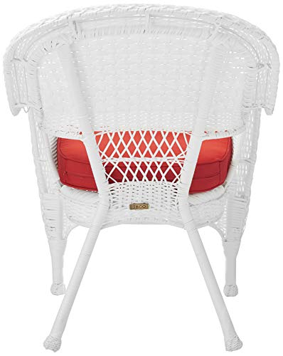 Wicker Chair with Red Cushion, Set of 2 D481210