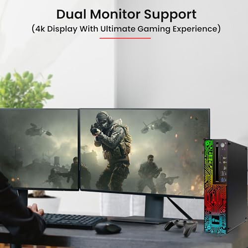 RGB Gaming Desktop PC Intel i5 8th Gen 16GB Ram 512GB SSD NVIDIA GeForce GT 1030 DDR5 24 inch Monitor WiFi Windows 11 Pro Renewed V8067