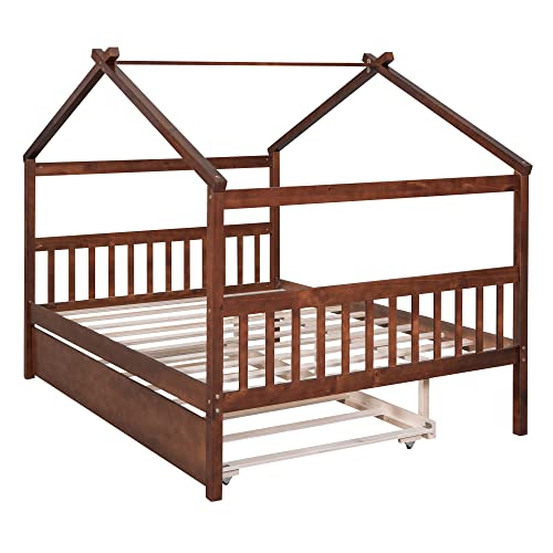 Full Size Solid Wood Platform Bed Frame with 2 Drawers R872