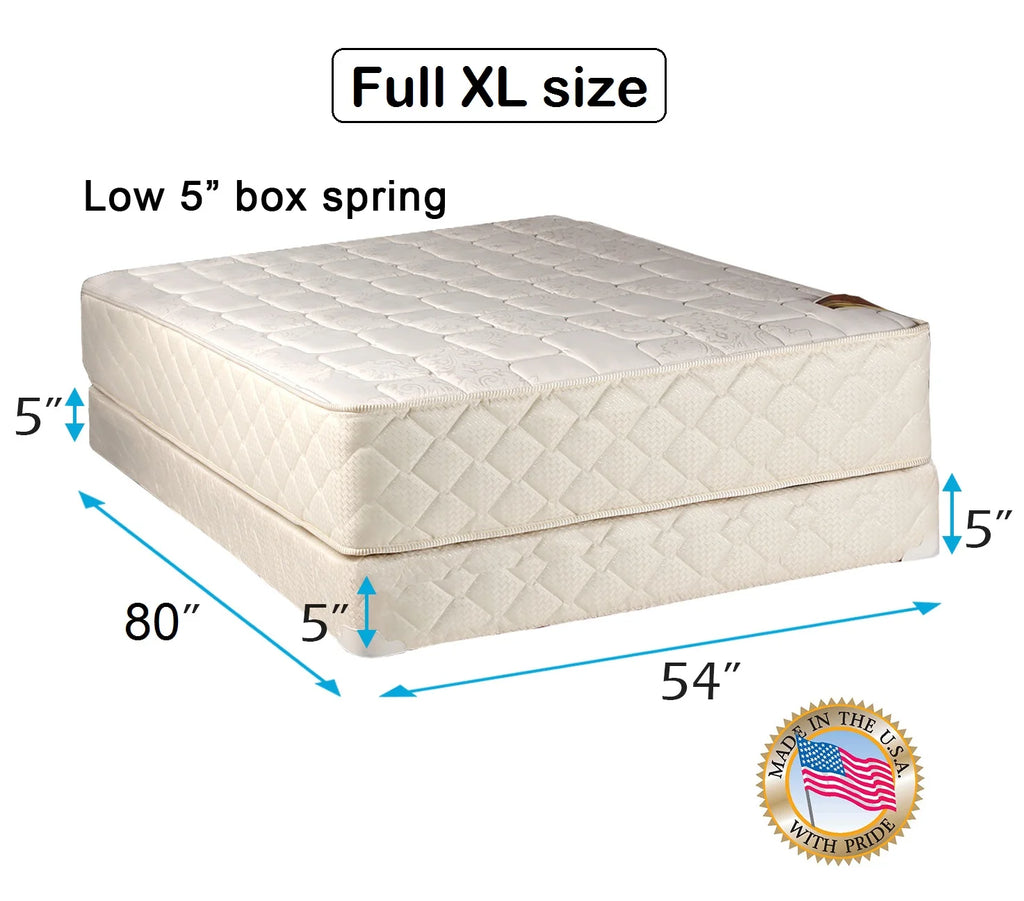 Full XL Size Mattress and Low 5" Height Box Spring Set L533