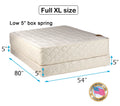 Full XL Size Mattress and Low 5" Height Box Spring Set L533