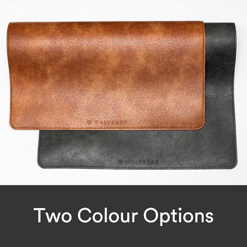 Distressed Faux Vegan Leather Desk Mat, Black/Grey, 12" x 36" F520