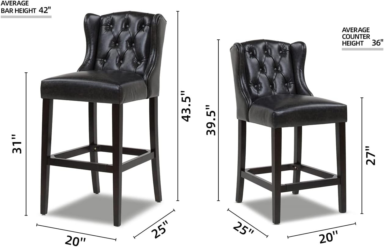 Vintage Black Brown Faux Leather Armless Counter Height Bar Stool R574556