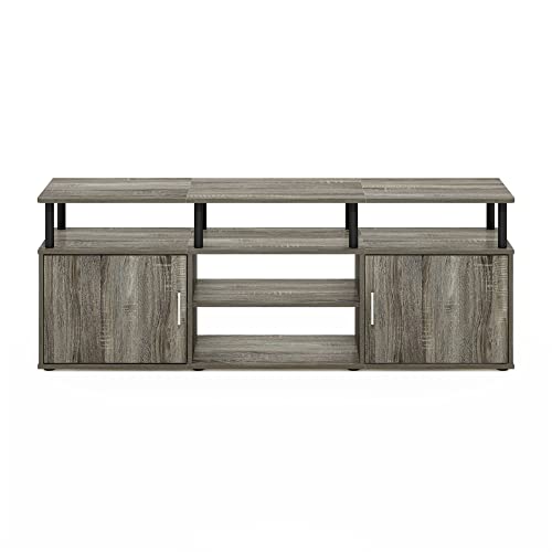 French Oak Grey Black Large Entertainment Stand for TV Up to 55 Inch N4441