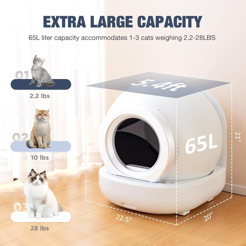 Automatic Self Cleaning Large Capacity Cat Litter Box (Pure White) J1993