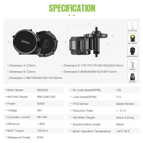 36V/48V 500W Mid Drive Ebike Motor Conversion Kit X2014