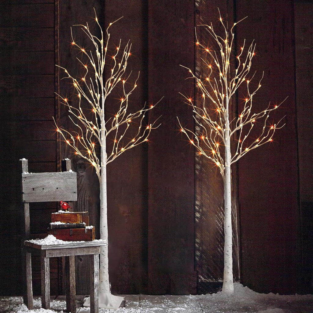 2 Pack 6 Feet Prelit White Artificial Christmas Trees N845460