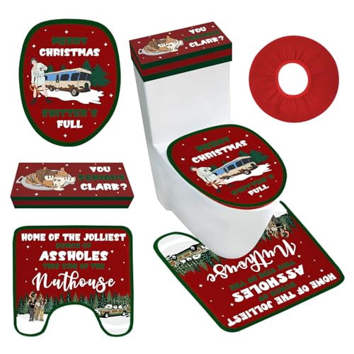 Set of 4 Toilet Seat Cover Sets with Toilet Lid Cover Toilet Seat Cover Rug Tank Cover W514324