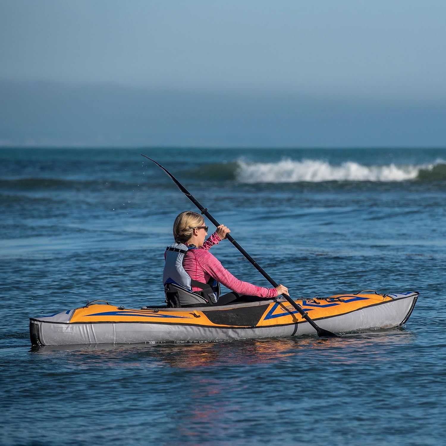 Orange Inflatable Kayak 10'5" 26 lbs with Bag and Pump S1189