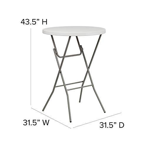 White 2.63' Round Folding Bar Height Plastic Table M20949