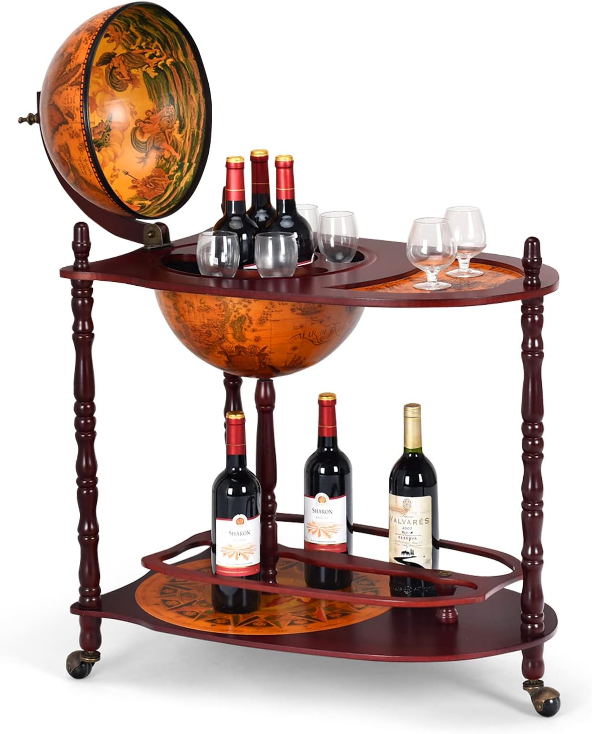 Globe Bar with Wheels and Bottom Shelf G982947
