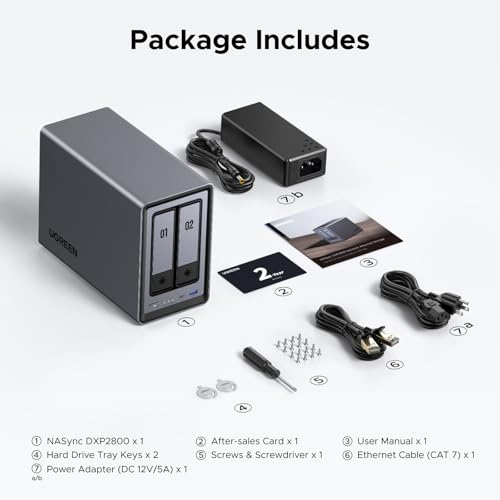 2-Bay Desktop NAS with Intel N100 Quad-core CPU, 8GB DDR5 RAM, 2.5GbE, 2 M.2 NVMe Slots, 4K HDMI O854