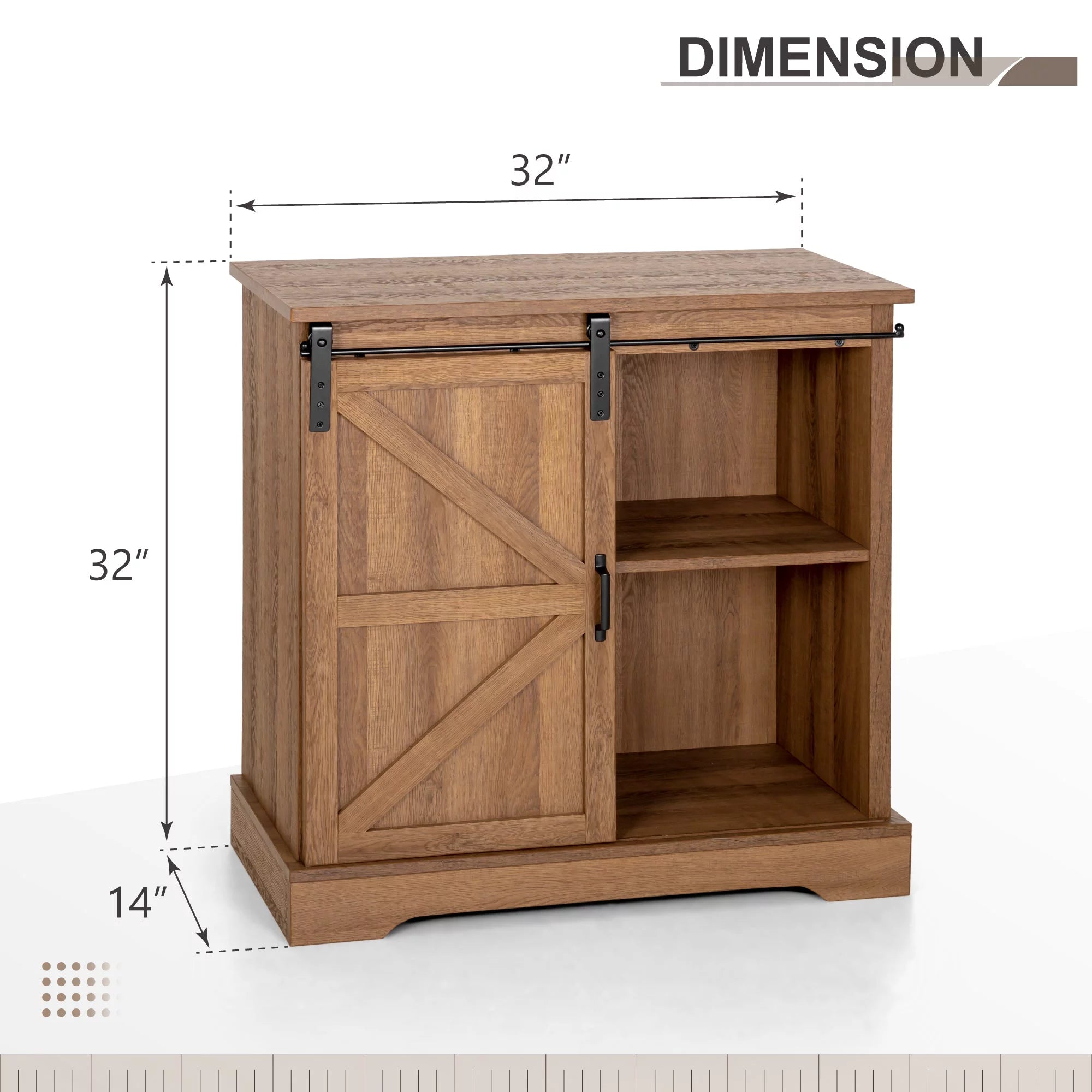 Brown Sliding Barn Door Storage Cabinet Sideboard Y771