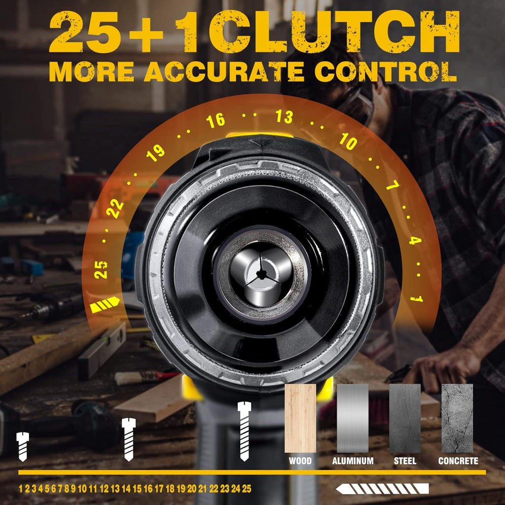 20V Cordless Drill Set with 1/2'' Keyless Metal Chuck J7441