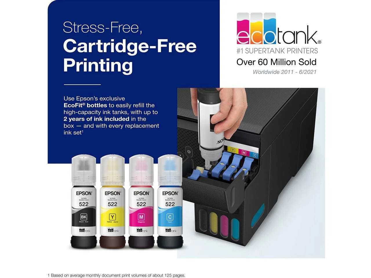 Black Wireless All-in-One Supertank Printer with Scan and Copy N584424