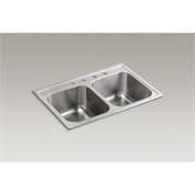 33x22 x 22x22 x 9-1/4x22 Top-Mount Double-Equal Kitchen Sink Stainless Steel U42316