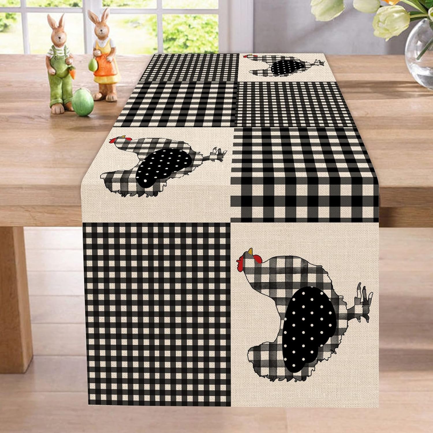 Black White Buffalo Plaid Check Table Runner 13x72 E978393