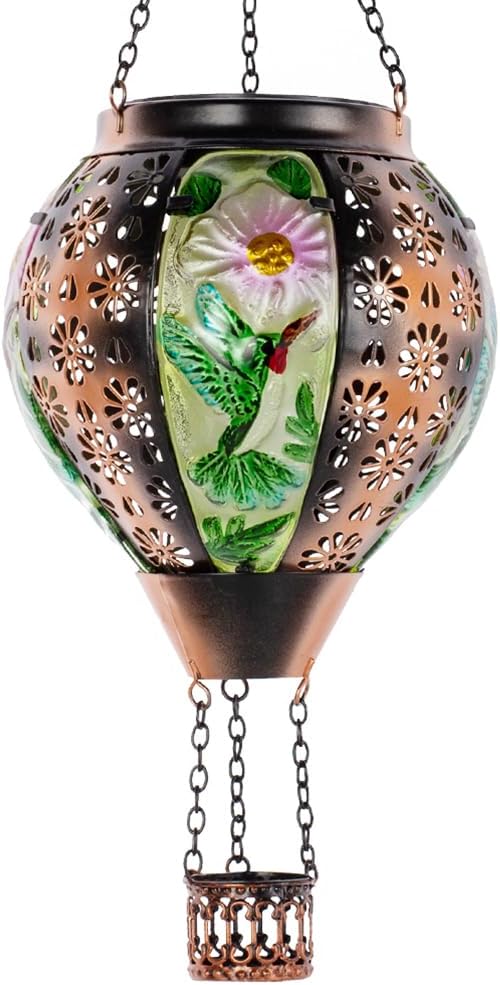 Metal & Glass Solar Lantern with Candle Holder L11465