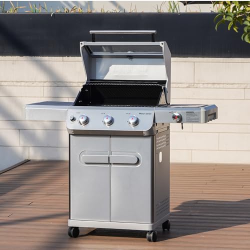 Stainless Steel 3 Burner Propane Gas Grill with Side Burner H501