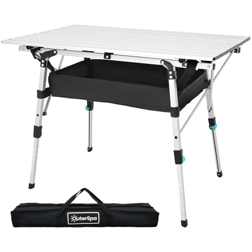 Portable Aluminum Folding Camping Table with Adjustable Legs Y872565