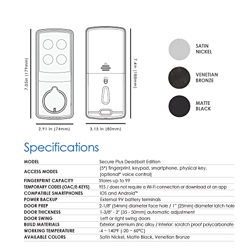 Satin Nickel Smart Door Lock with Touchscreen Keypad Y592