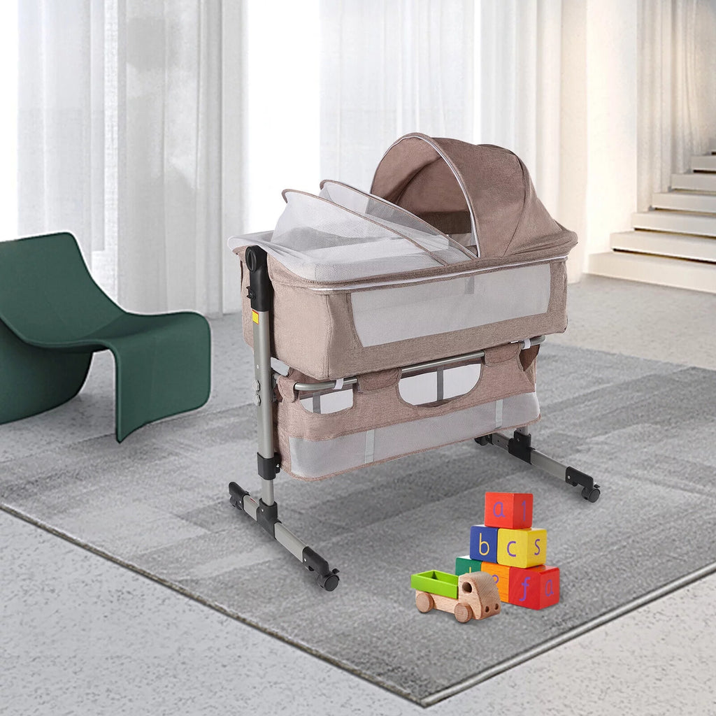 5 Height Adjustable Baby Bassinet Bedside Sleeper Crib W688