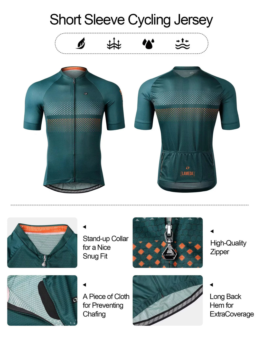 Green Short Sleeve Reflective Cycling Jersey M903575