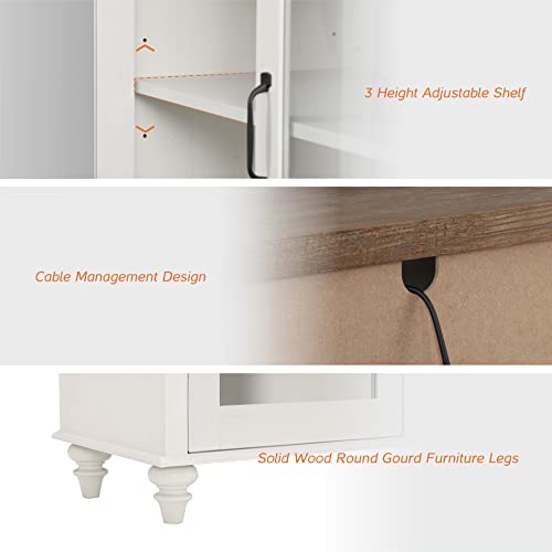 Off White Sideboard Cabinet with Glass Door and Drawer Z140282