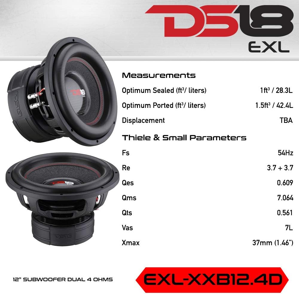 12” High Excursion Car Subwoofer 4000 Watts Dual Voice Coil 2+2 Ohms D5496