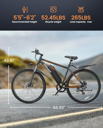 26'' Peak 500W Brushless Motor Ebike, 20MPH 40Miles 360Wh Removable Battery 7-Speed Electric Mountain Bike B71333
