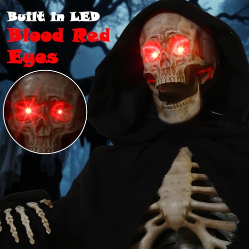 7FT Tall Animated Grim Reaper with Lighted Red Eyes U7964