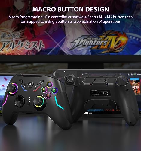 Wireless PC Gaming Controller with 9 Color LED Light, Turbo Function, Adjustable Vibration & Headphone Jack (2.4G) N283