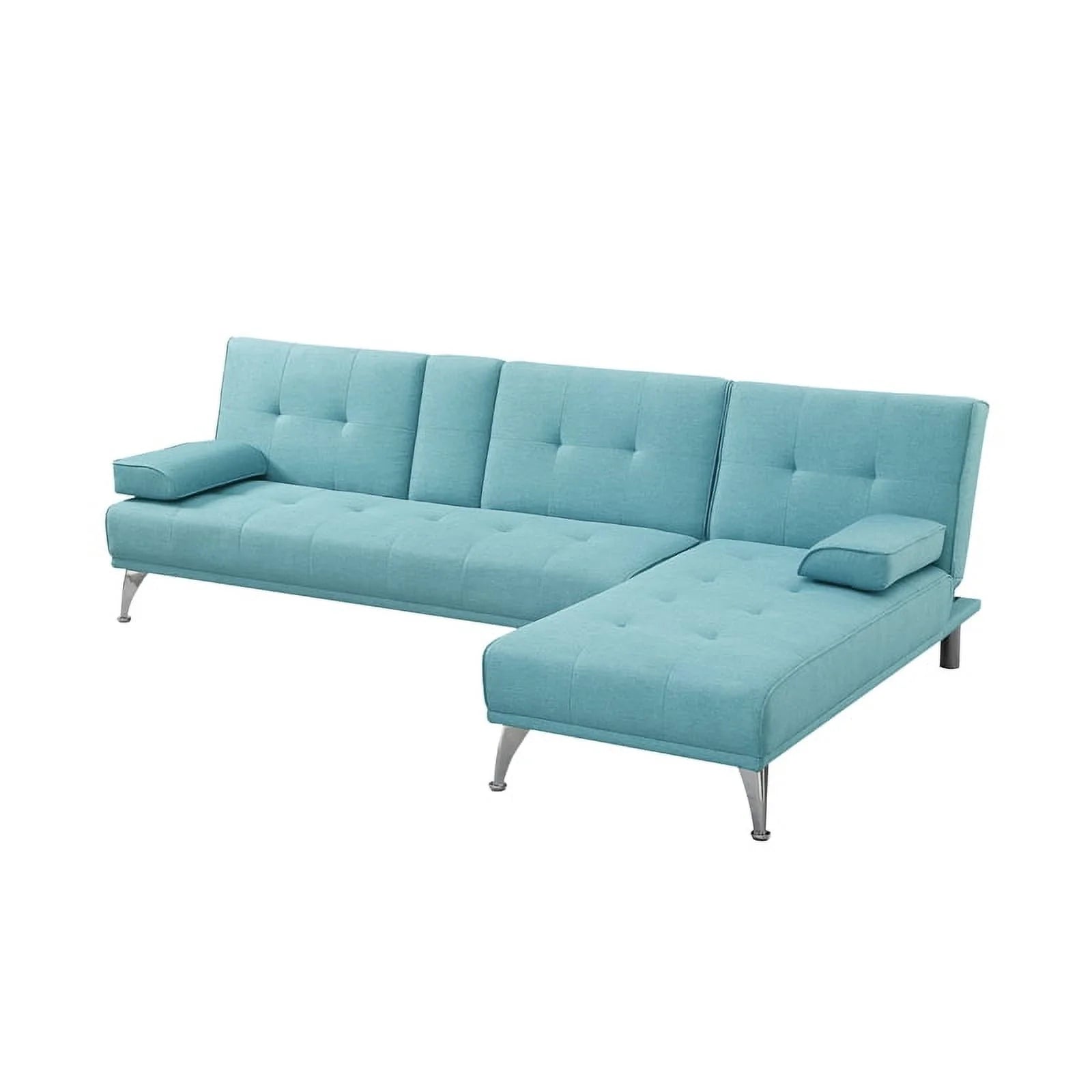 Sky Blue Fabric Upholstery Convertible Sofa Q5821