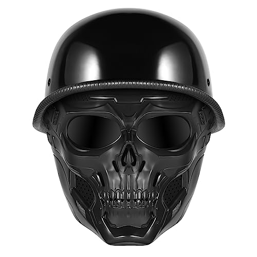 Motorcycle Half Helmet with Face Shield, DOT Approved Retro Half Shell Helmet K147