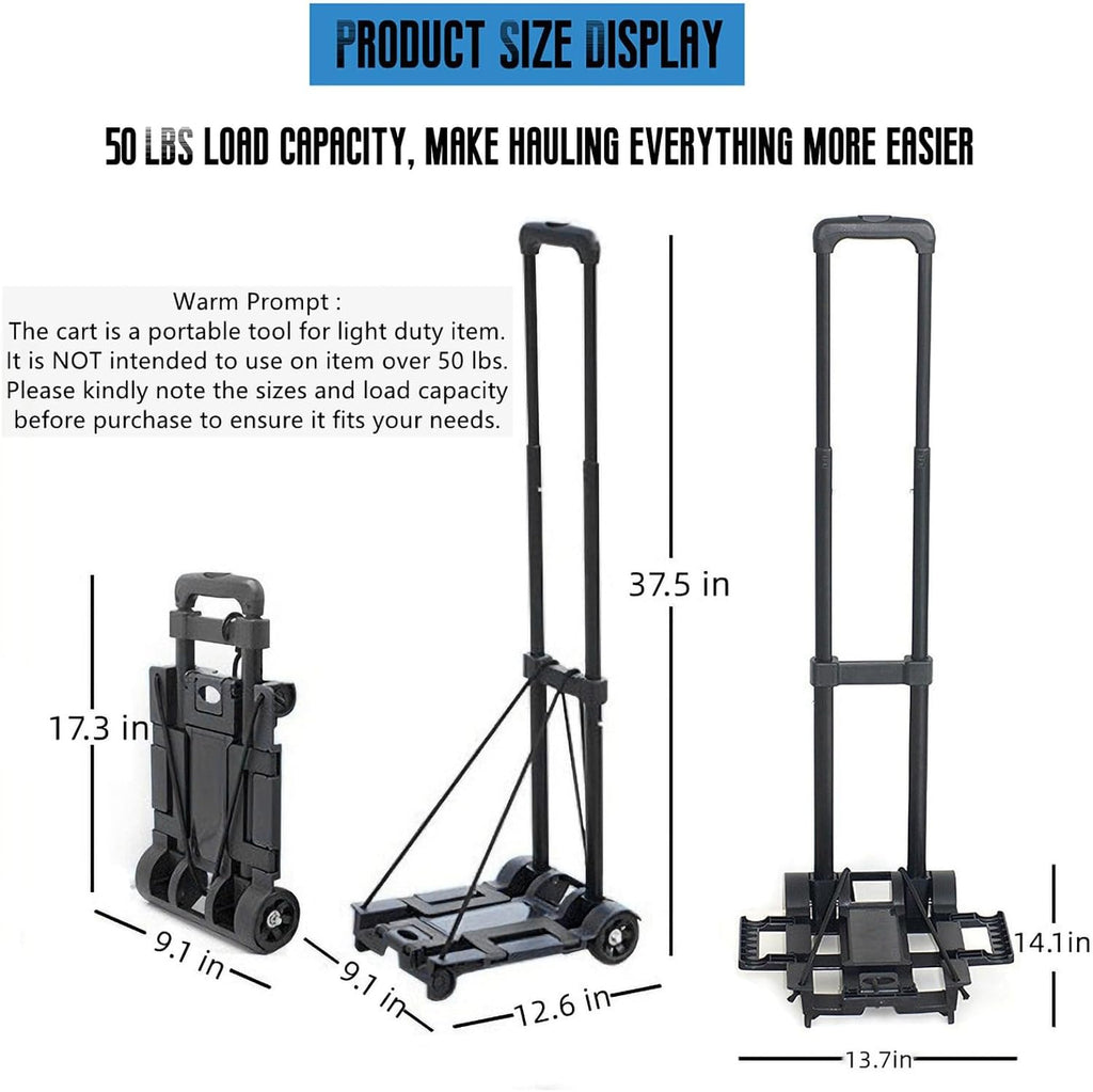 Black Folding Luggage Cart with 2 Wheels J411