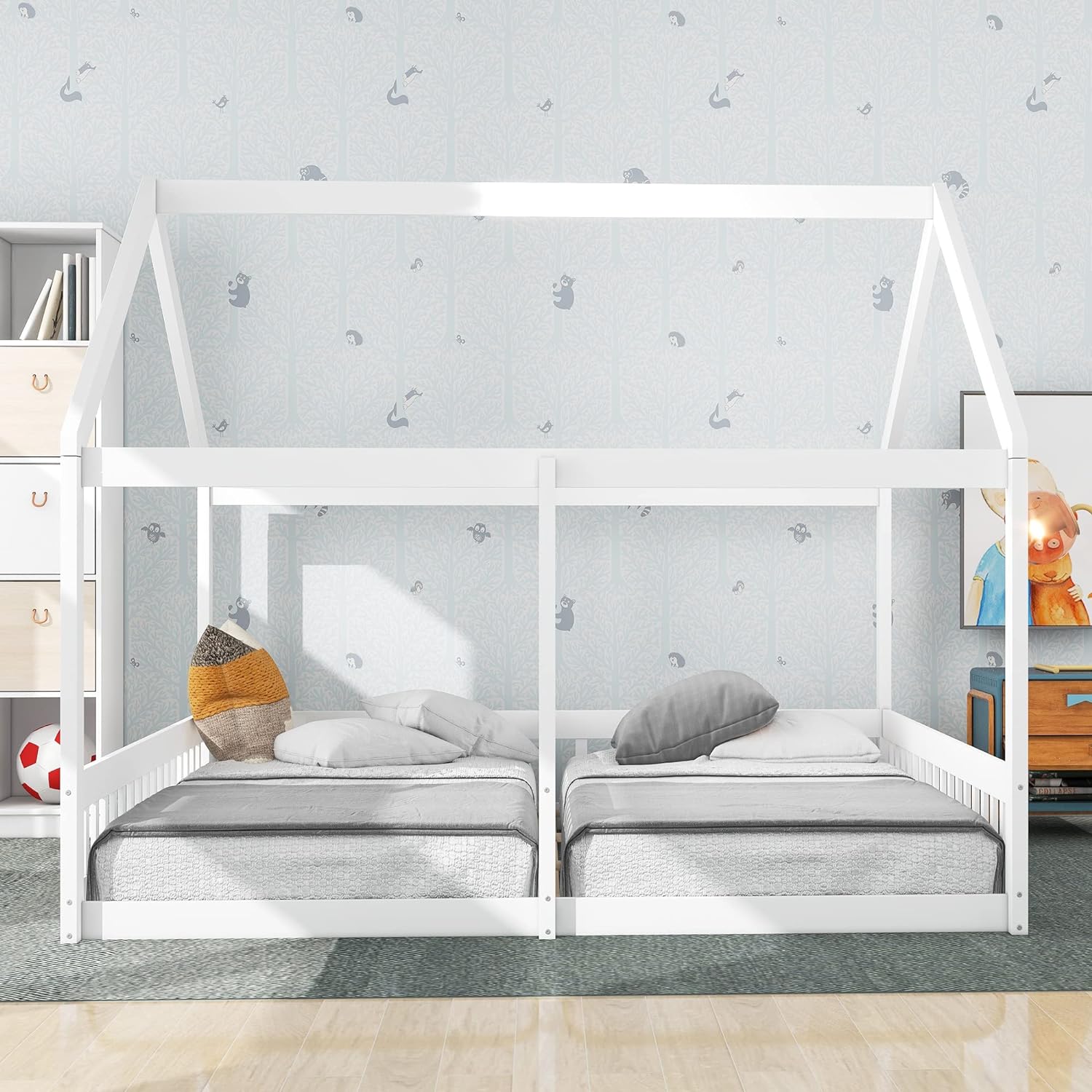 White Double Wooden Toddler Bed B6059