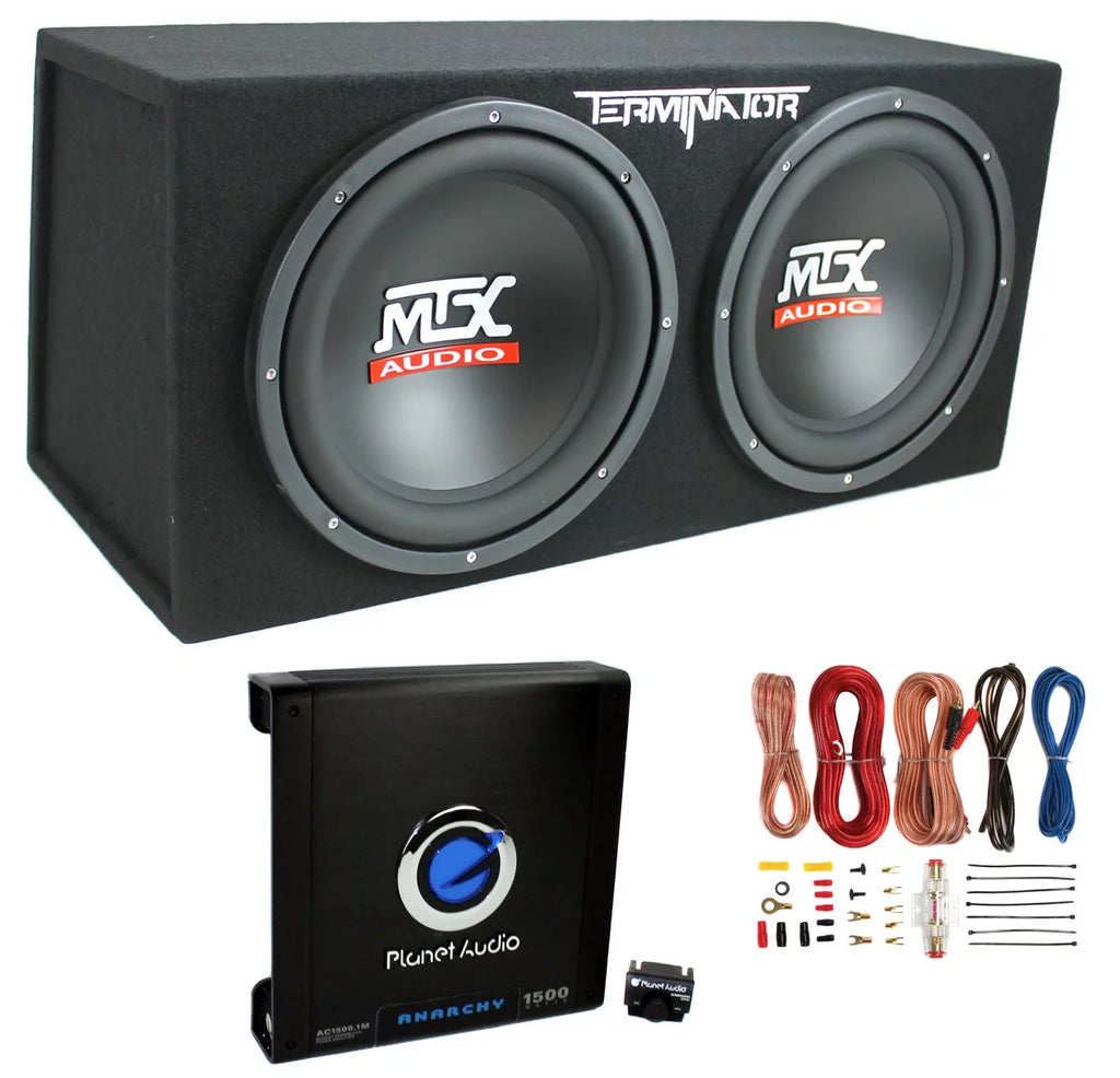 12" 1200W Dual Loaded Car Subwoofers with Box and Amp G72964