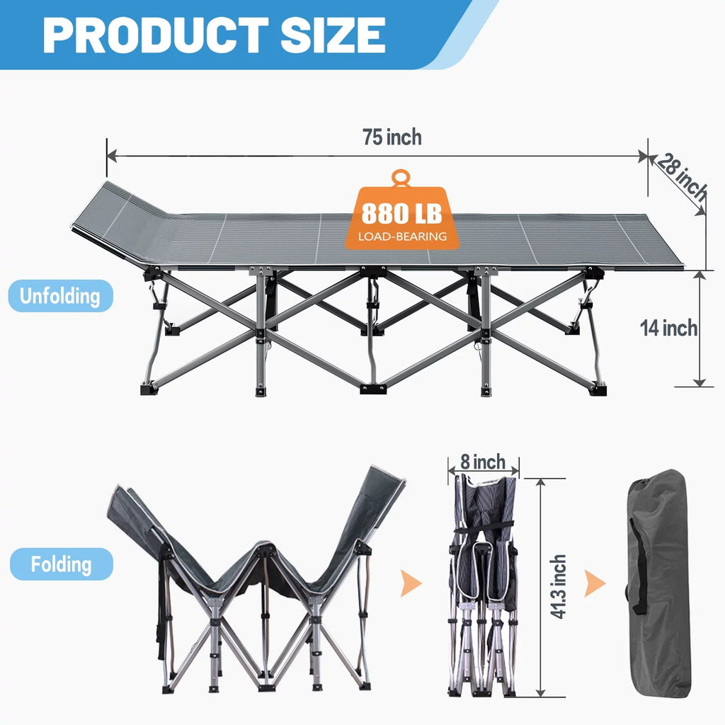 75" Portable Folding Camping Cot with Carry Bag W432115