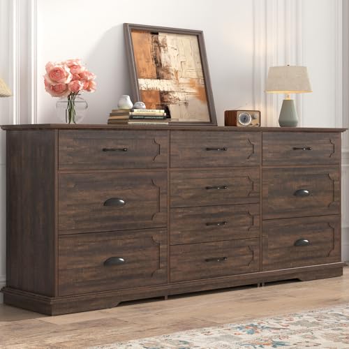 White 10 Drawer Wood Dresser with Charging Station O382
