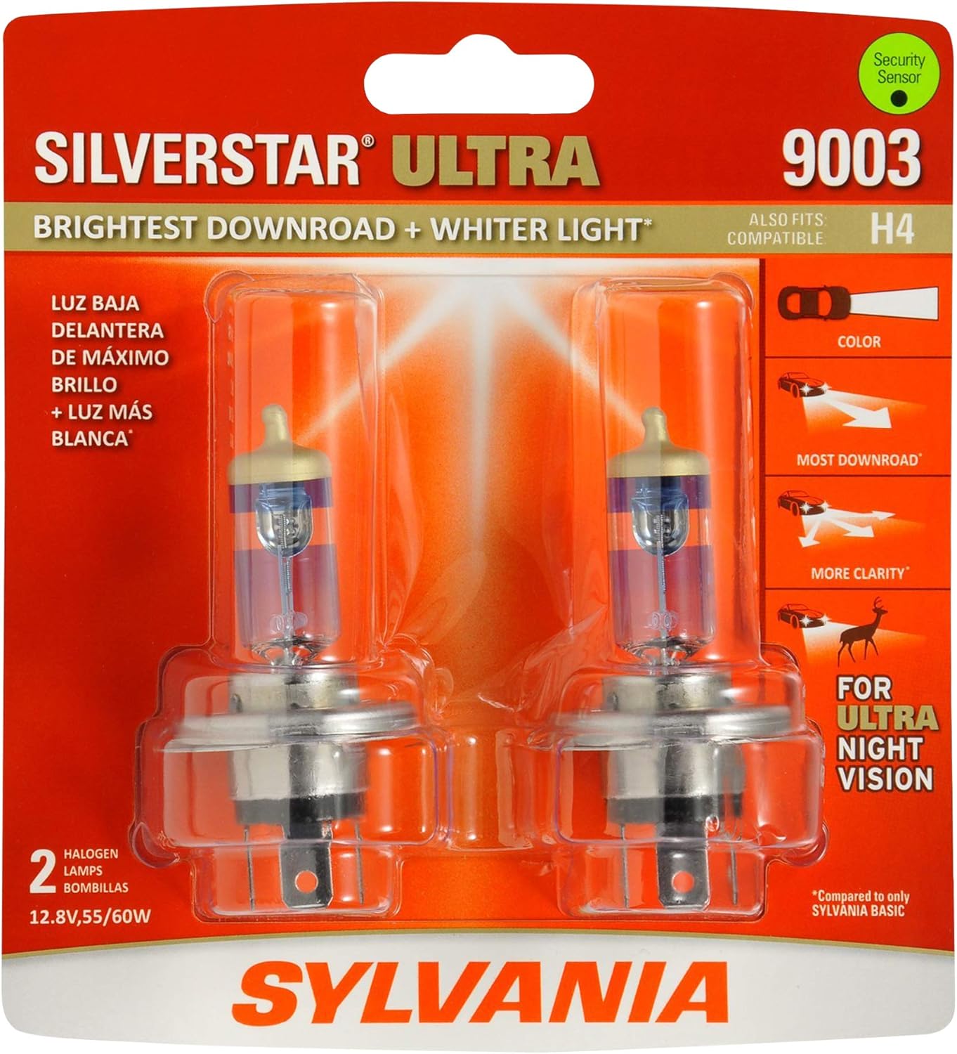 9003 Halogen Headlight Bulb High Beam Low Beam Fog Replacement Bulb Pack of 2 X5088