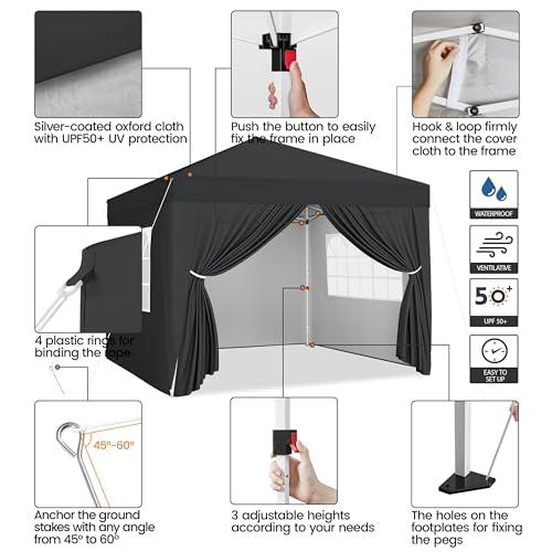 10x10 Pop Up Canopy with 4 Removable Sidewalls, White W765